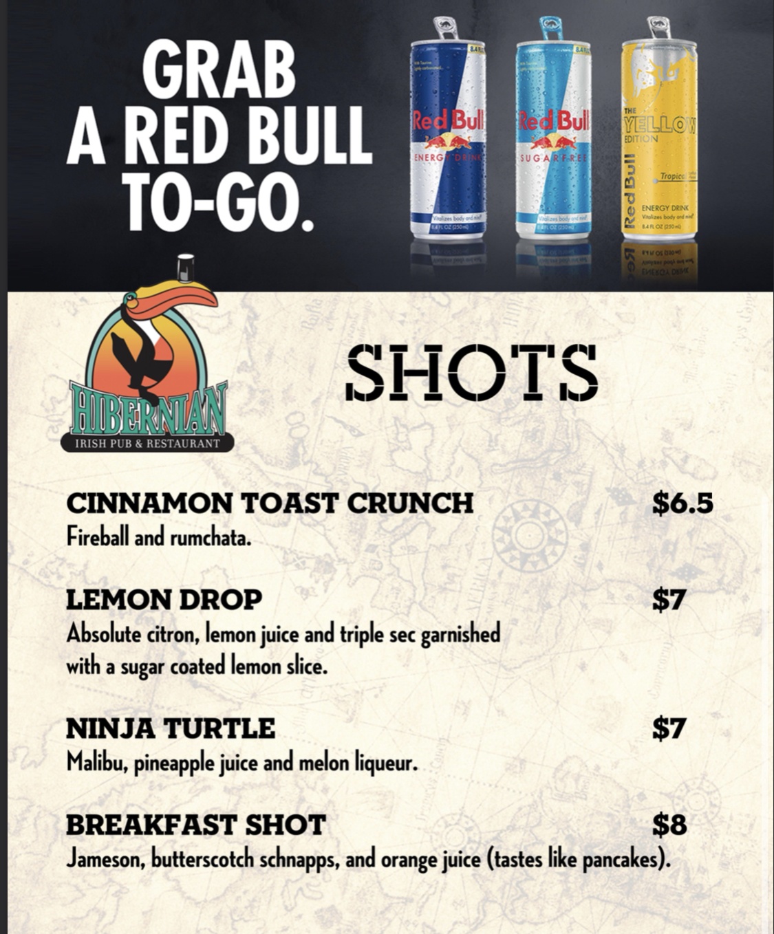 Cocktail Menu Downtown Raleigh Hibernian Pub